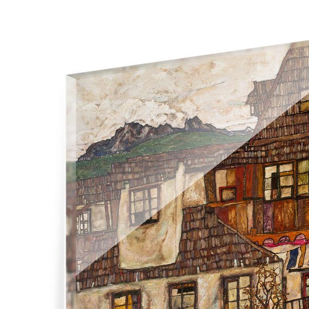 Glass print - Egon Schiele - House With Drying Laundry