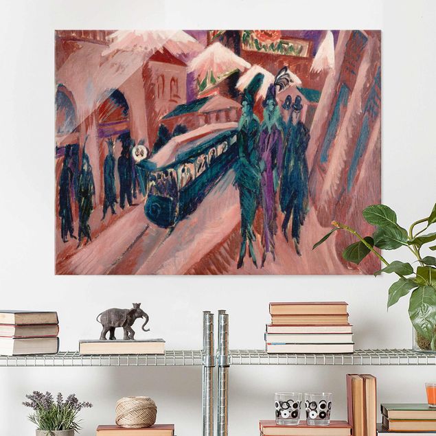 Glas Magnetboard Ernst Ludwig Kirchner - Leipziger Street With Eectric Train