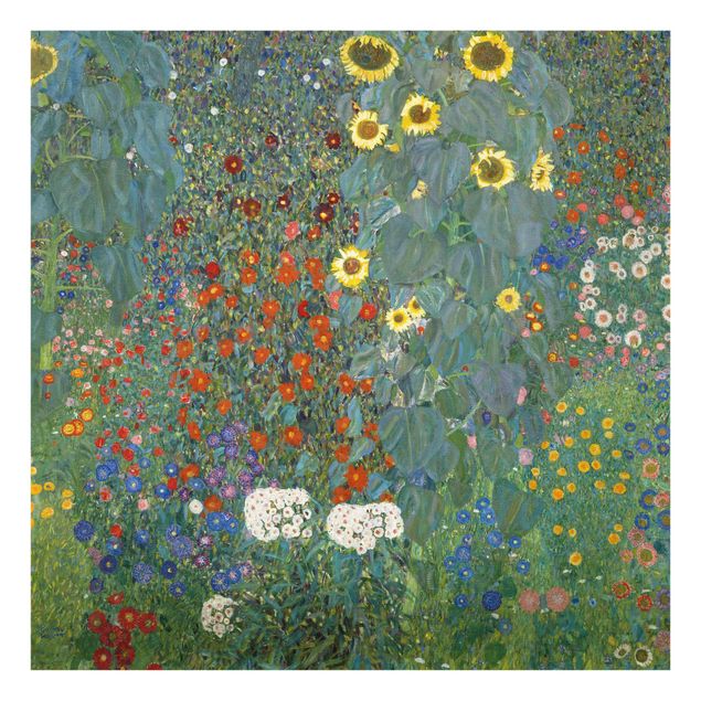 Glass print - Gustav Klimt - Garden Sunflowers
