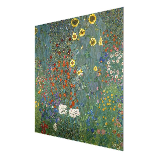 Glass print - Gustav Klimt - Garden Sunflowers