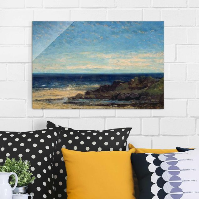 Magnettafel Glas Gustave Courbet - The Sea - Blue Sea, Blue Sky