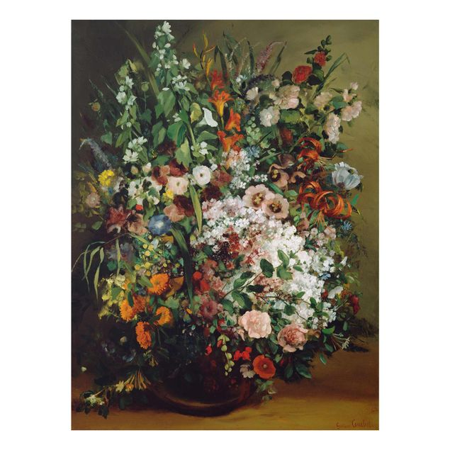 Glass print - Gustave Courbet - Bouquet of Flowers in a Vase