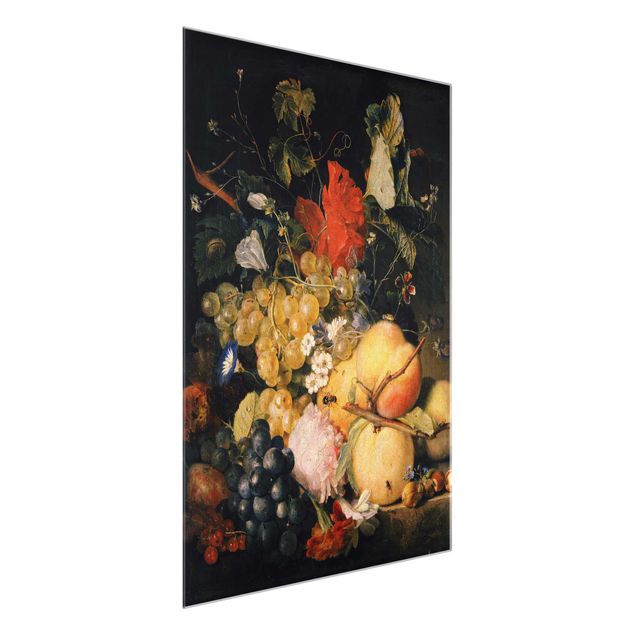 Glass print - Jan van Huysum - Fruits, Flowers and Insects