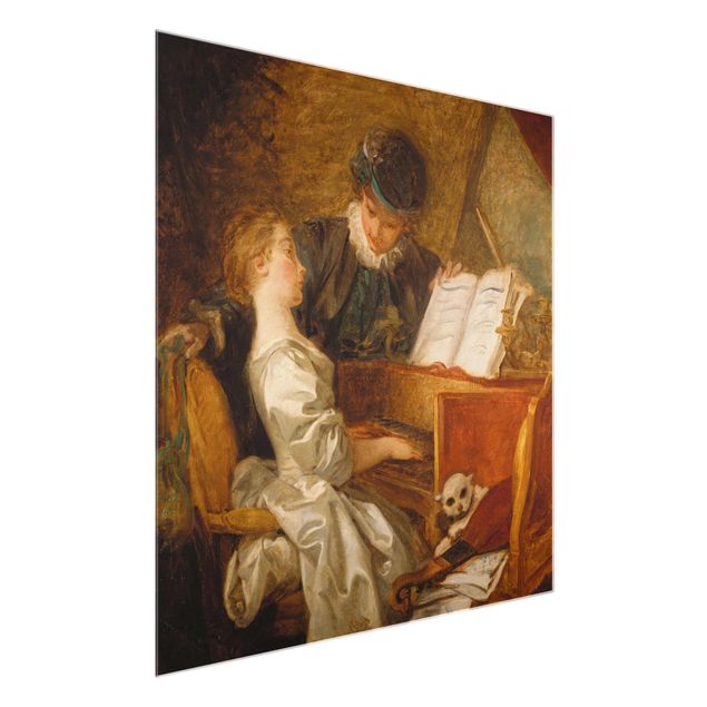 Glass print - Jean Honoré Fragonard - The Piano Lesson