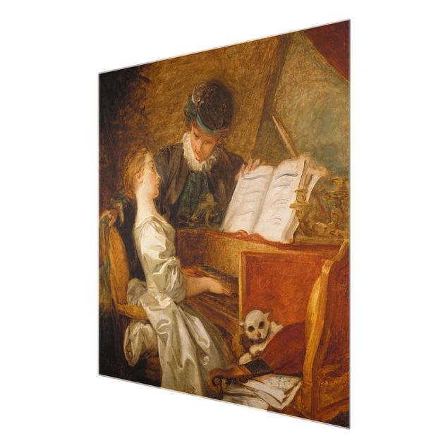 Glass print - Jean Honoré Fragonard - The Piano Lesson