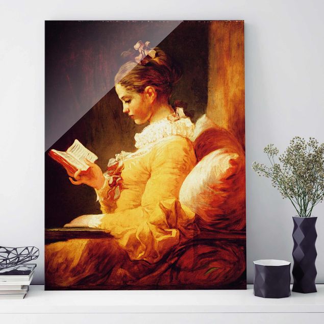 Glas Magnettafel Jean Honoré Fragonard - Young Girl Reading