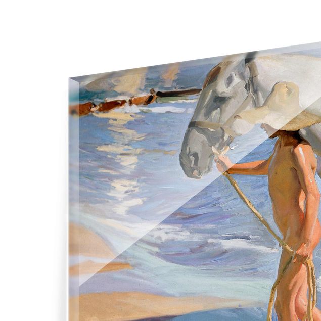 Glass print - Joaquin Sorolla - The Horse’S Bath