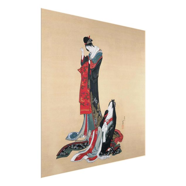 Glass print - Katsushika Hokusai - Two Courtesans