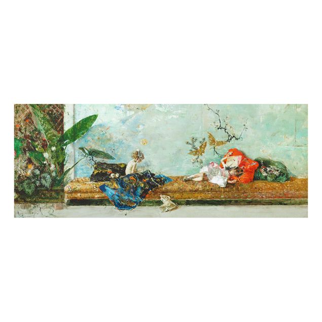 Glass print - Mariano Fortuny - The Painter'S Children In The Japanese Salon