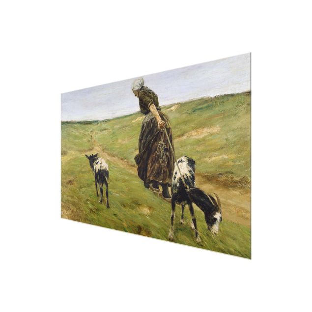 Glass print - Max Liebermann - Goat Herdess In Sand Dunes