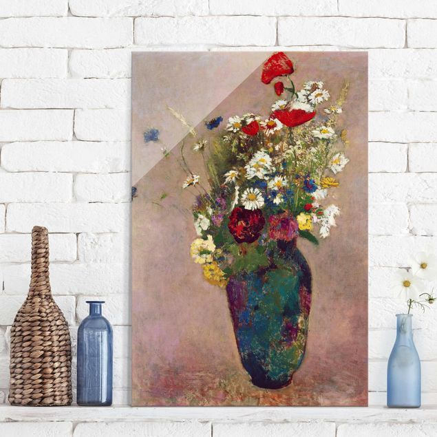 Glas Magnetboard Odilon Redon - Flower Vase with Poppies