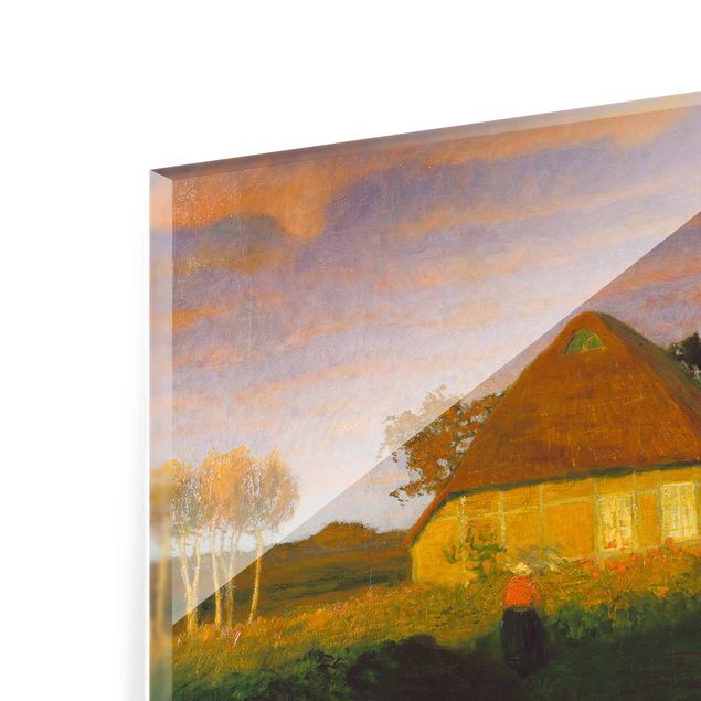 Glass print - Otto Modersohn - Moor Cottage in the Evening Sun