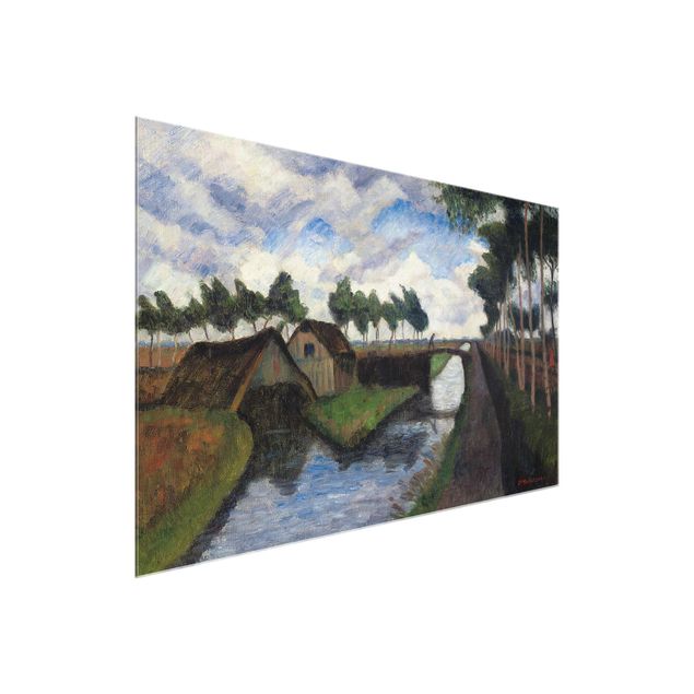 Glass print - Otto Modersohn - The Rautendorf Canal with Boat House near Worpswede