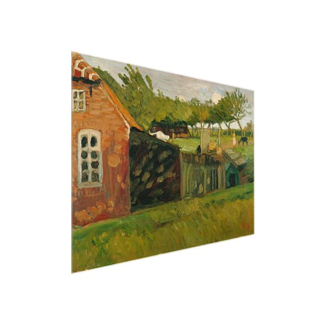Glass print - Otto Modersohn - Red House With Stables