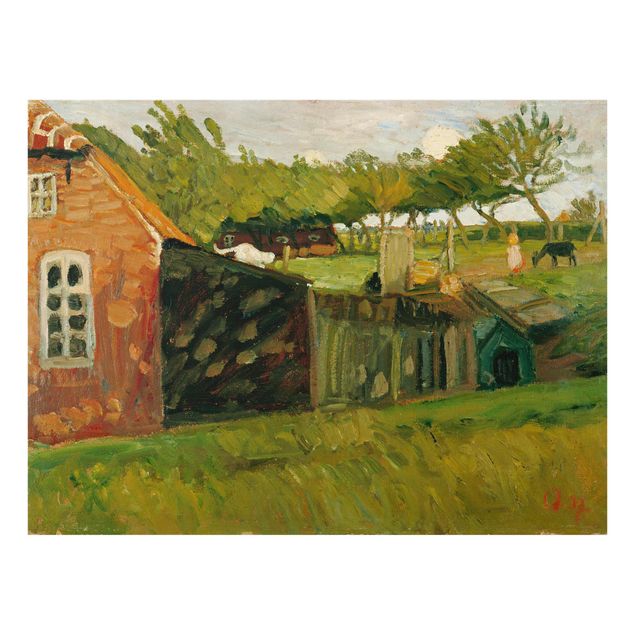 Glass print - Otto Modersohn - Red House With Stables