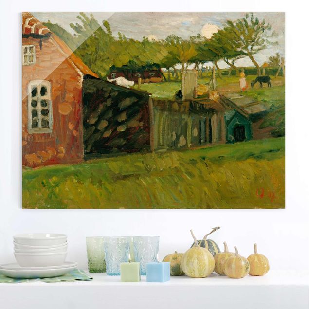 Magnettafel Glas Otto Modersohn - Red House With Stables