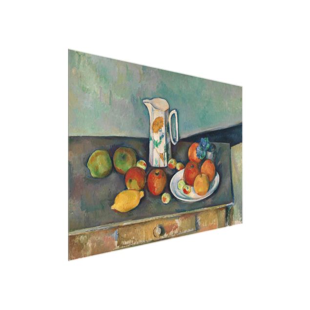 Glass print - Paul Cézanne - Still Life With Milk Jug And Fruit