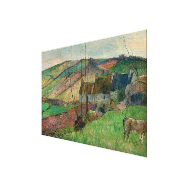 Glass print - Paul Gauguin - Cottages On The Side Of Montagne Sainte-Marguerite