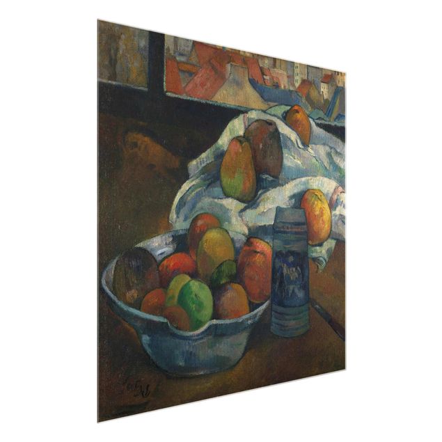 Glass print - Paul Gauguin - Fruit Bowl and Pitcher in front of a Window