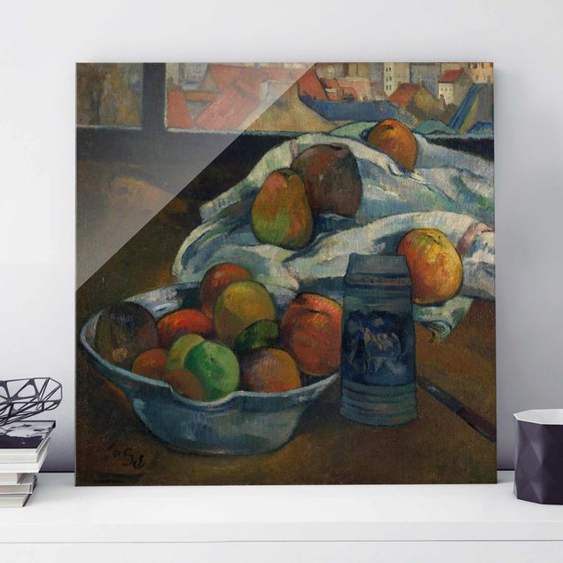 Glas Magnetboard Paul Gauguin - Fruit Bowl and Pitcher in front of a Window