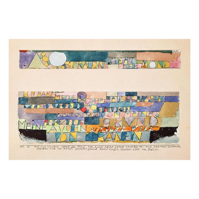Glass print - Paul Klee - High and bright the Moon stands...