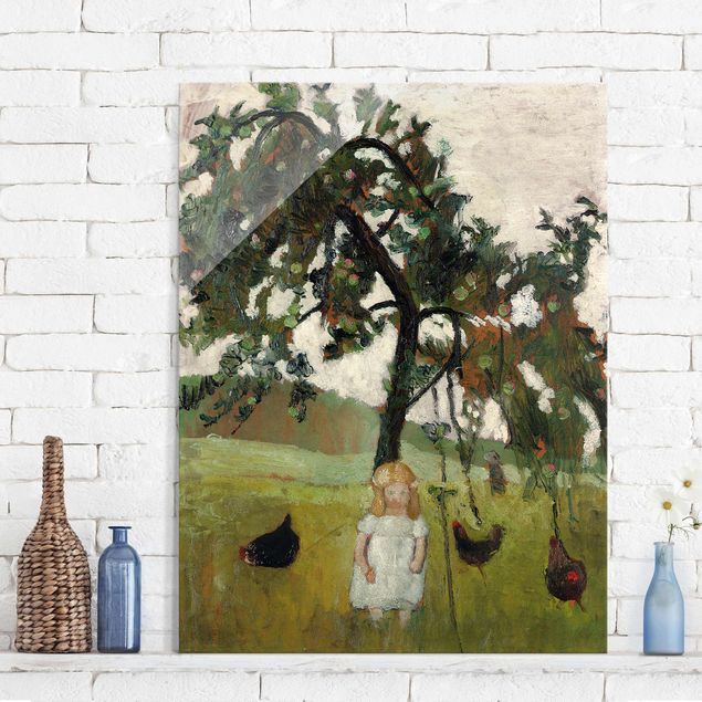 Glas Magnetboard Paula Modersohn-Becker - Elsbeth with Chickens under Apple Tree