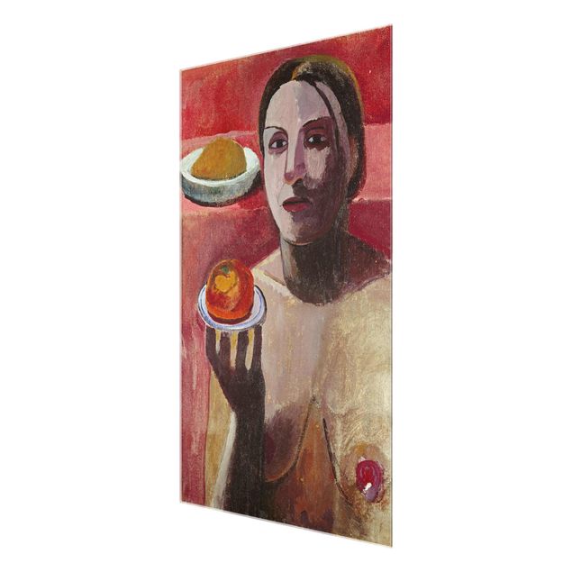 Glass print - Paula Modersohn-Becker - Semi-nude Italian Woman with Plate