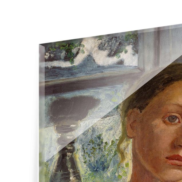Glass print - Paula Modersohn-Becker - Girl'S Head In Front Of A Window