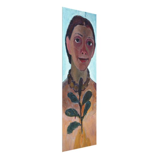 Glass print - Paula Modersohn-Becker - Self-Portrait With Camellia Twig