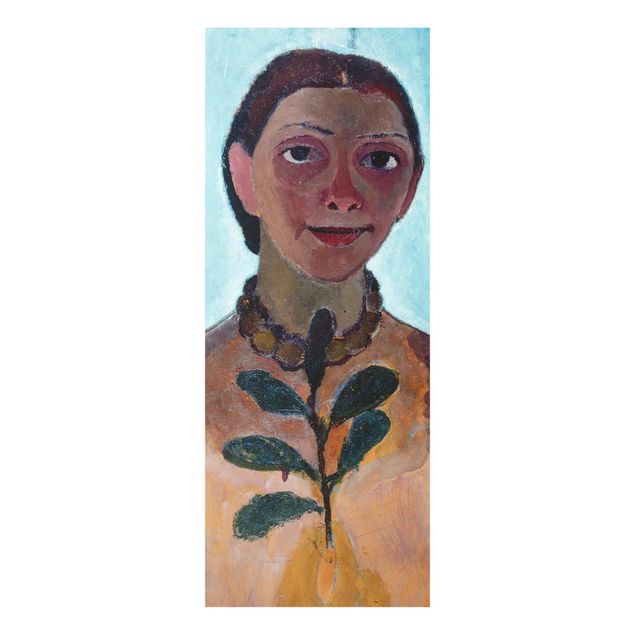 Glass print - Paula Modersohn-Becker - Self-Portrait With Camellia Twig