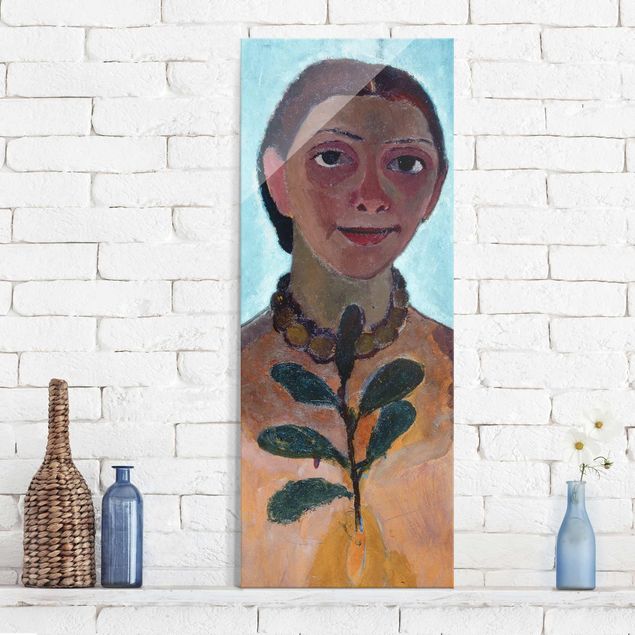 Magnettafel Glas Paula Modersohn-Becker - Self Portrait with Amber Necklace