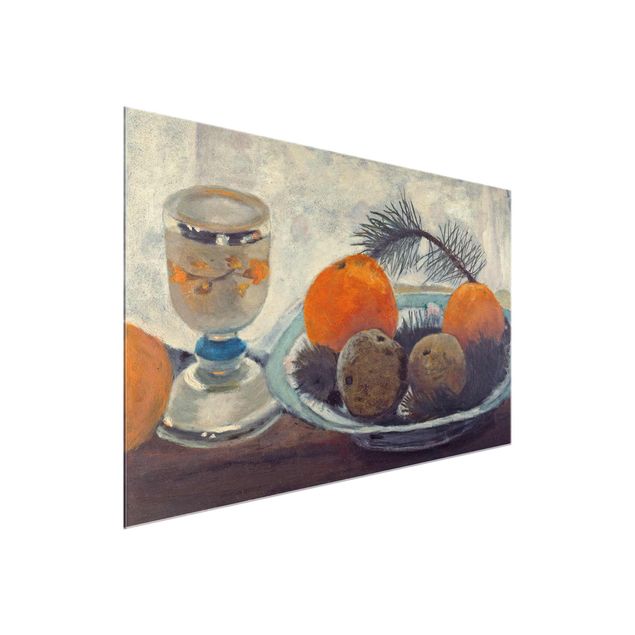 Glass print - Paula Modersohn-Becker - Still Life with frosted Glass Mug, Apples and Pine Branch