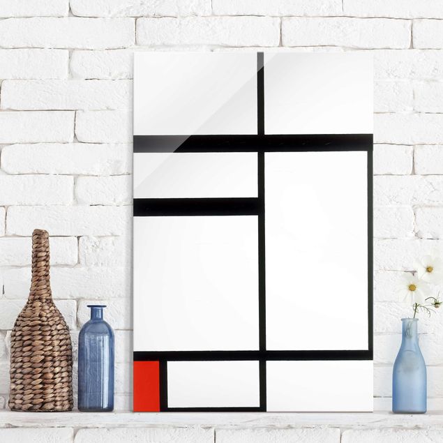Glas Magnetboard Piet Mondrian - Composition with Red, Black and White