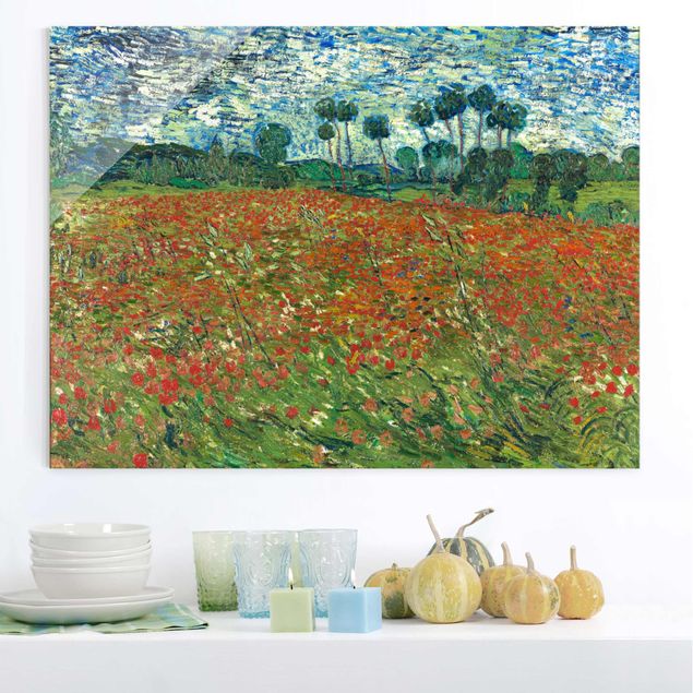 Glas Magnettafel Vincent Van Gogh - Poppy Field