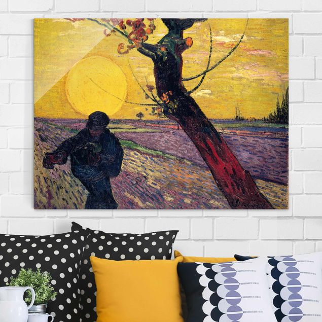 Glas Magnetboard Vincent Van Gogh - Sower With Setting Sun