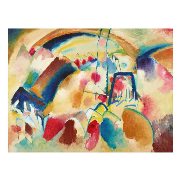 Glass print - Wassily Kandinsky - Landscape With Church (Landscape With Red Spotsi)