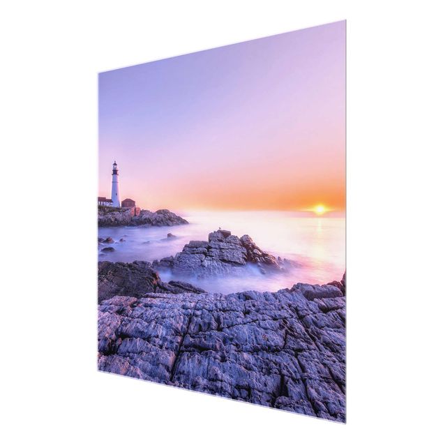 Glass print - Lighthouse In The Morning