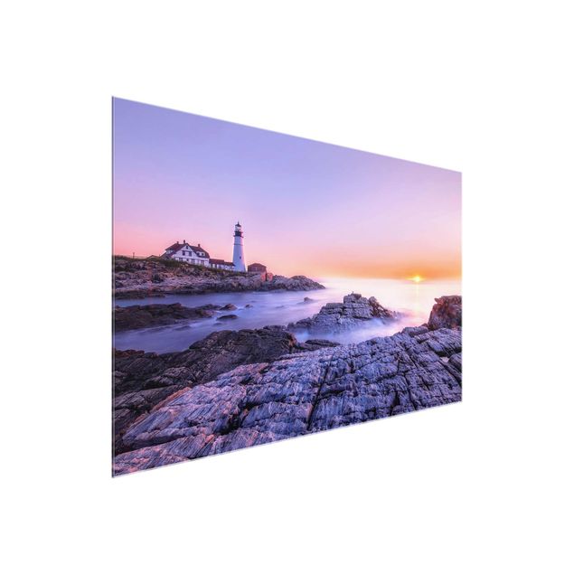 Glass print - Lighthouse In The Morning