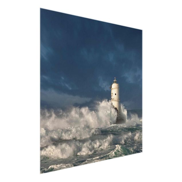 Glass print - Lighthouse On Sardinia