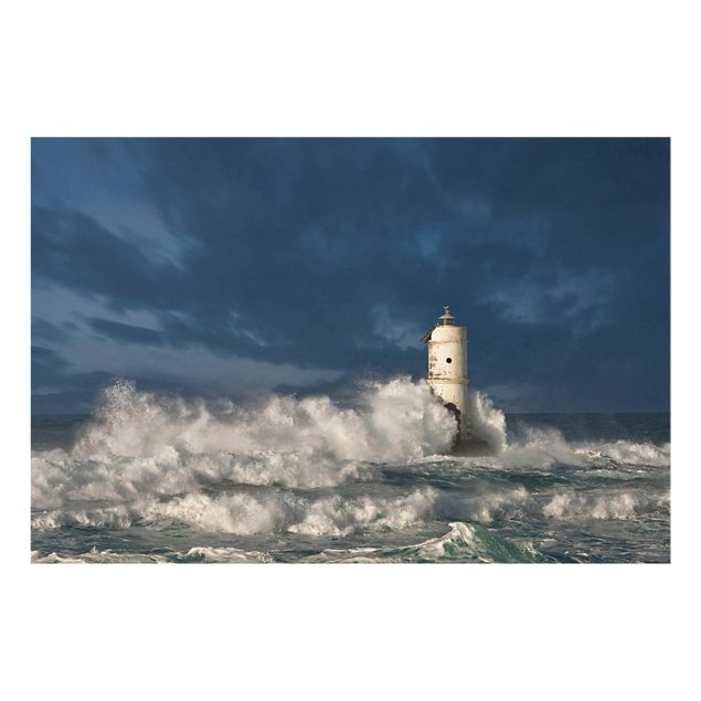 Glass print - Lighthouse On Sardinia