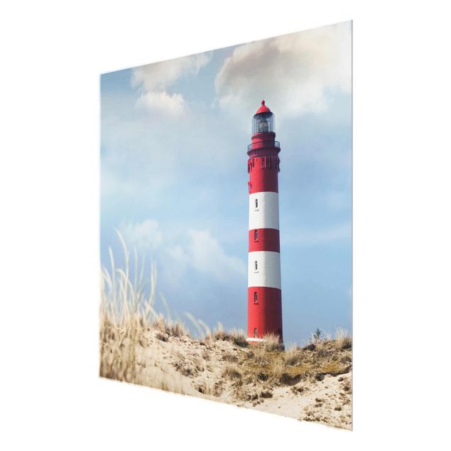 Glass print - Lighthouse Between Dunes