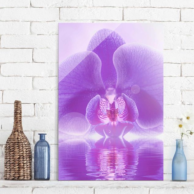 Glas Magnettafel Purple Orchid On Water