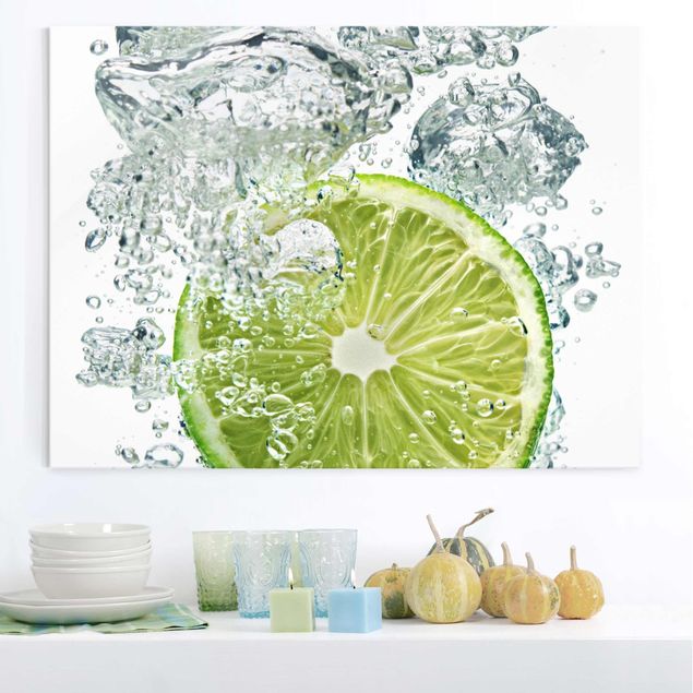 Glass print - Lime Bubbles