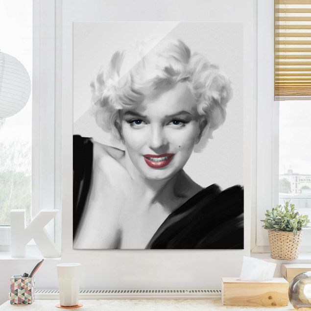 Glass print - Marilyn On Sofa