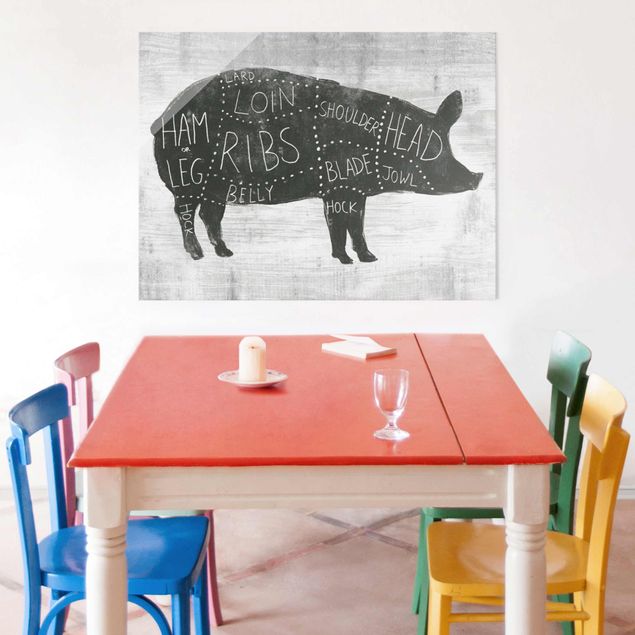 Glass print - Butcher Board - Pig