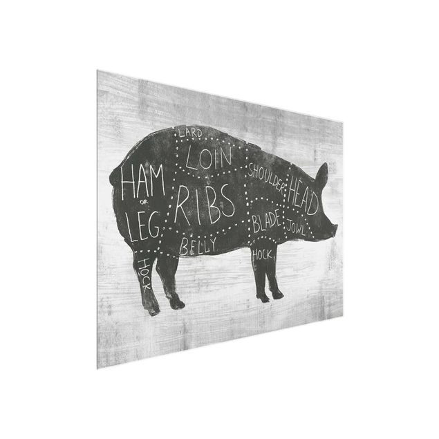 Glass print - Butcher Board - Pig