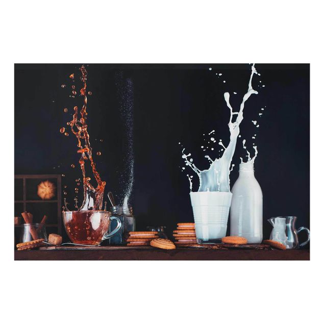 Glass print - Milk And Tea Composition