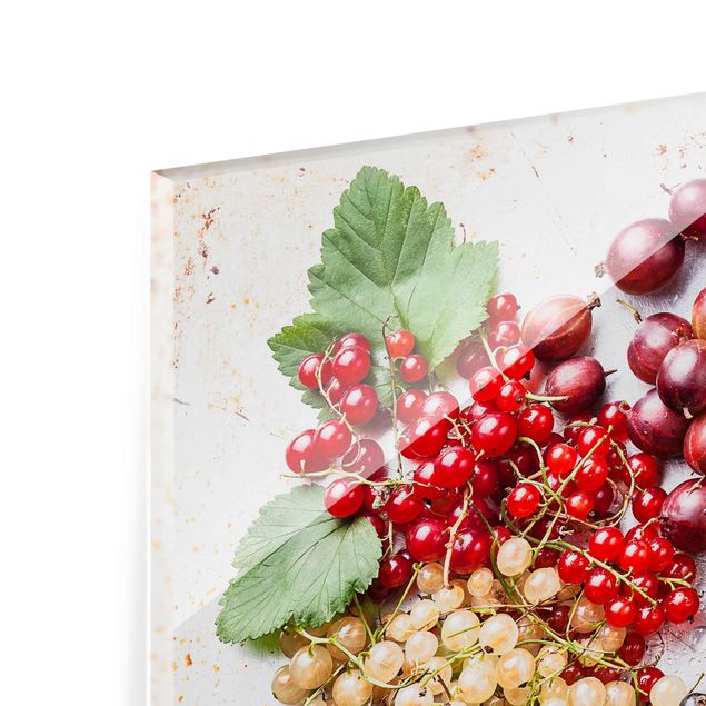 Glass print - Mixture Of Berries On Metal