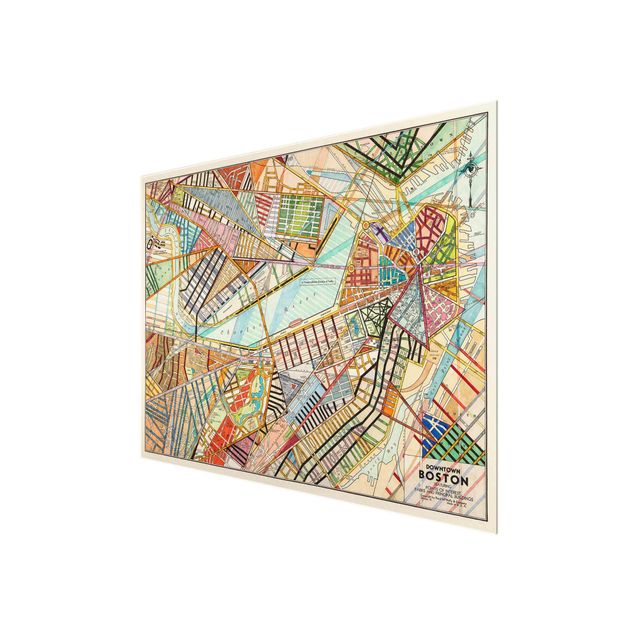 Glass print - Modern Map Of Boston