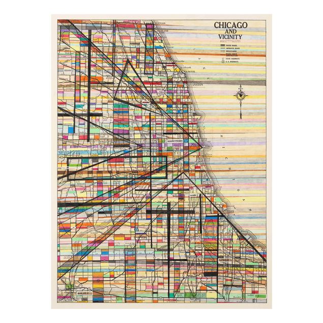 Glass print - Modern Map Of Chicago